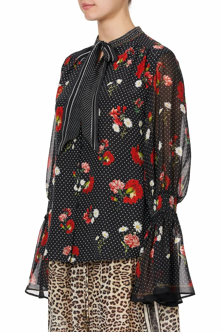 Camilla EBoutique (US) Sale Clothing ELASTIC SLEEVE TIE FRONT BLOUSE COASTAL PARISIENNE