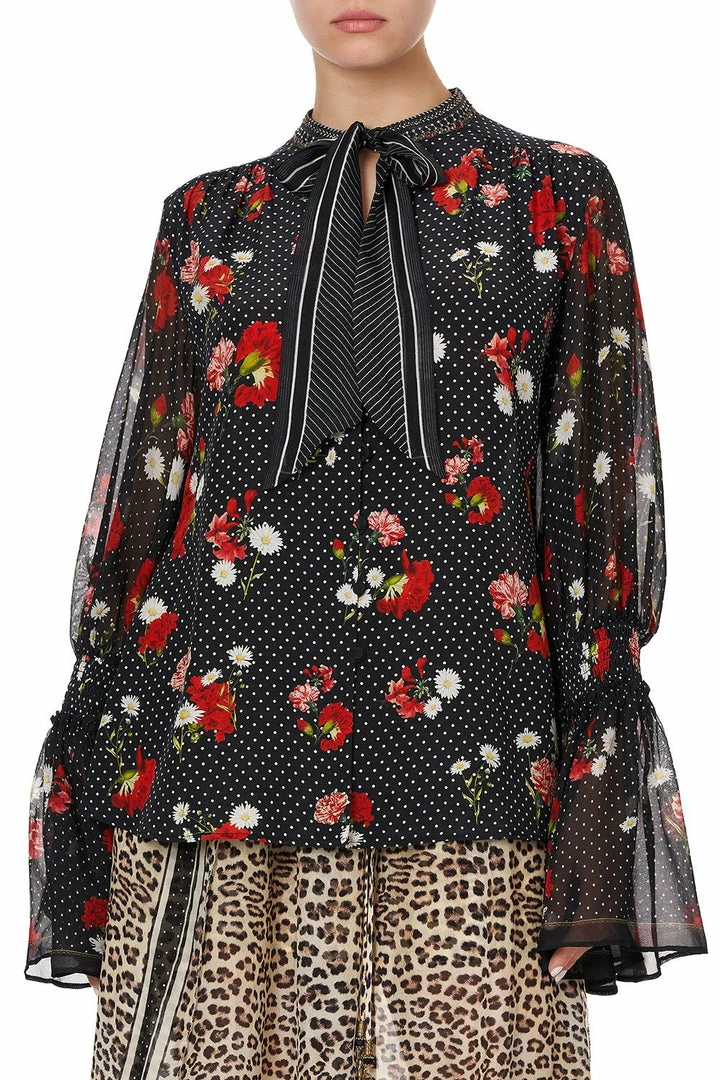 Camilla EBoutique (US) Sale Clothing ELASTIC SLEEVE TIE FRONT BLOUSE COASTAL PARISIENNE