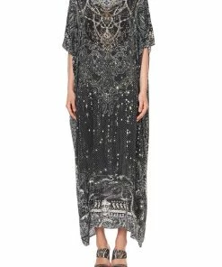 Camilla EBoutique (US) EMBELLISHED ROUND NECK KAFTAN MIDNIGHT PEARL