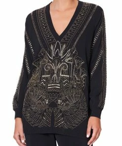 Camilla EBoutique (US) Up To 30% Off EMBELLISHED V NECK KNIT COBRA KING