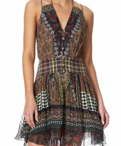 Camilla EBoutique (US) SHORT DRESS WITH SHAPED WAISTBAND PAVED IN PAISLEY Up To 40% Off