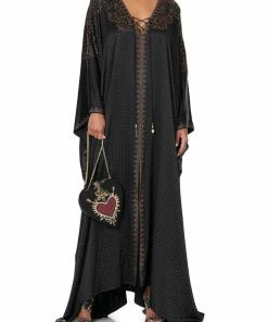 Camilla EBoutique (US) SPLIT HEM LACE UP KAFTAN LUXE BLACK