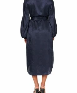 Camilla EBoutique (US) HIGH LOW MIDI SHIRT DRESS SOLID NAVY