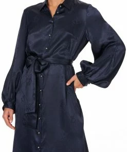 Camilla EBoutique (US) HIGH LOW MIDI SHIRT DRESS SOLID NAVY