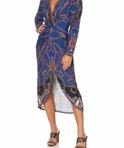 Camilla EBoutique (US) JERSEY TUCK DRESS WITH DRAPPED SLEEVES DINING HALL DARLING Up To 30% Off
