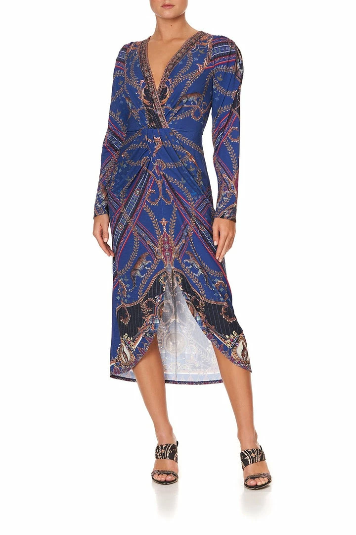 Camilla EBoutique (US) JERSEY TUCK DRESS WITH DRAPPED SLEEVES DINING HALL DARLING Up To 30% Off