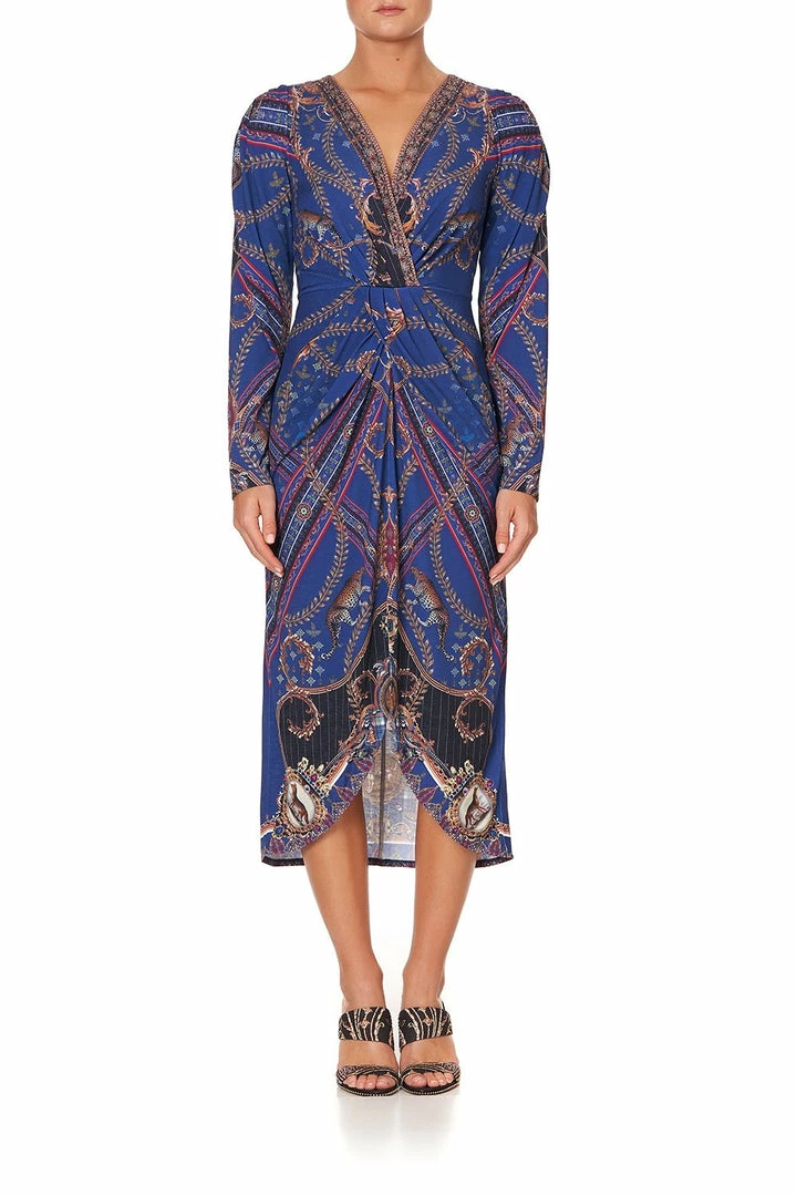 Camilla EBoutique (US) JERSEY TUCK DRESS WITH DRAPPED SLEEVES DINING HALL DARLING Up To 30% Off