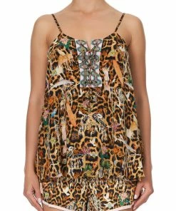 Camilla EBoutique (US) LACE UP FRONT CAMI FAUNA ELECTRO Up To 40% Off