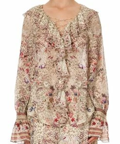 Camilla EBoutique (US) LACE UP RUFFLE BLOUSE DRIFTING DREAMER Up To 50% Off