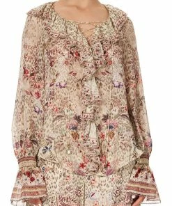 Camilla EBoutique (US) LACE UP RUFFLE BLOUSE DRIFTING DREAMER Up To 50% Off