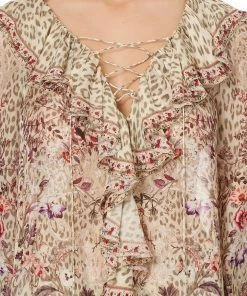 Camilla EBoutique (US) LACE UP RUFFLE BLOUSE DRIFTING DREAMER Up To 50% Off