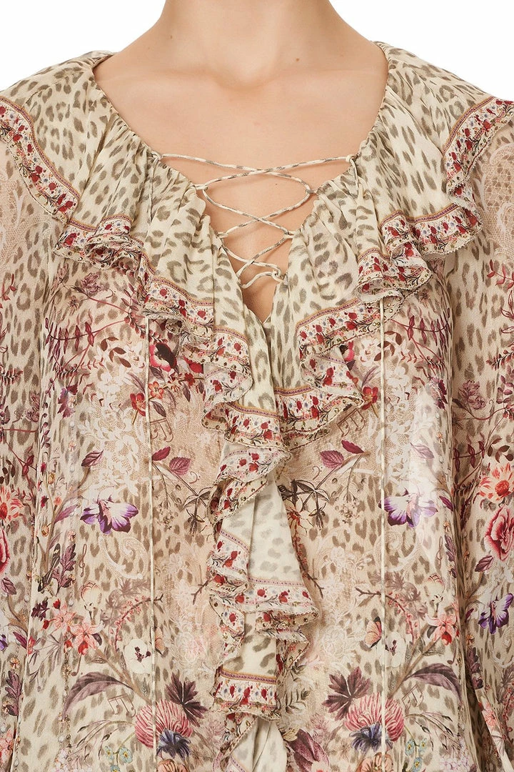 Camilla EBoutique (US) LACE UP RUFFLE BLOUSE DRIFTING DREAMER Up To 50% Off
