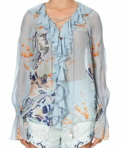 Camilla EBoutique (US) Up To 40% Off LACE UP RUFFLE BLOUSE FRASER FANTASIA