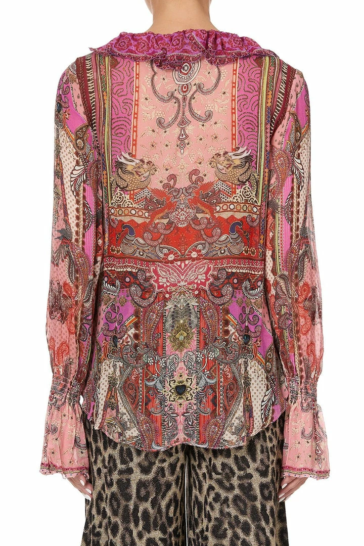 Camilla EBoutique (US) Up To 50% Off LACE UP RUFFLE BLOUSE LOTUS LOVERS