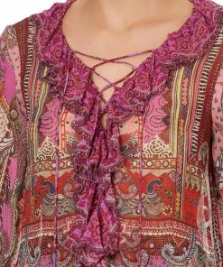 Camilla EBoutique (US) Up To 50% Off LACE UP RUFFLE BLOUSE LOTUS LOVERS