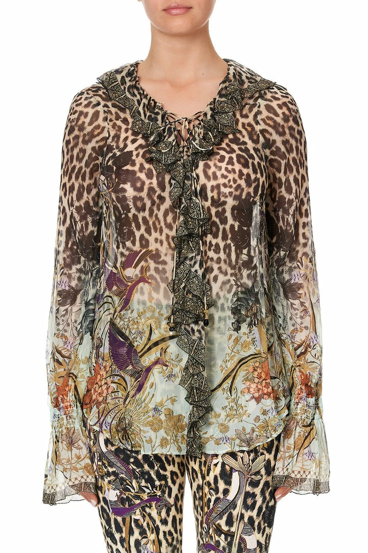 Camilla EBoutique (US) Up To 50% Off LACE UP RUFFLE BLOUSE NOMADIC NYMPH