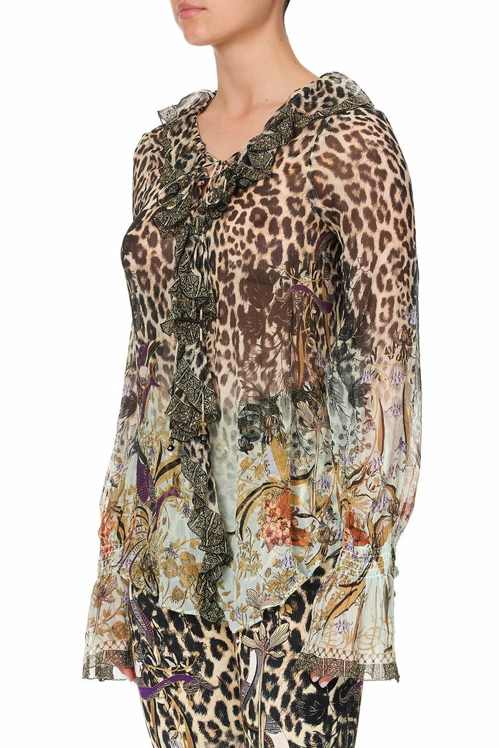 Camilla EBoutique (US) Up To 50% Off LACE UP RUFFLE BLOUSE NOMADIC NYMPH