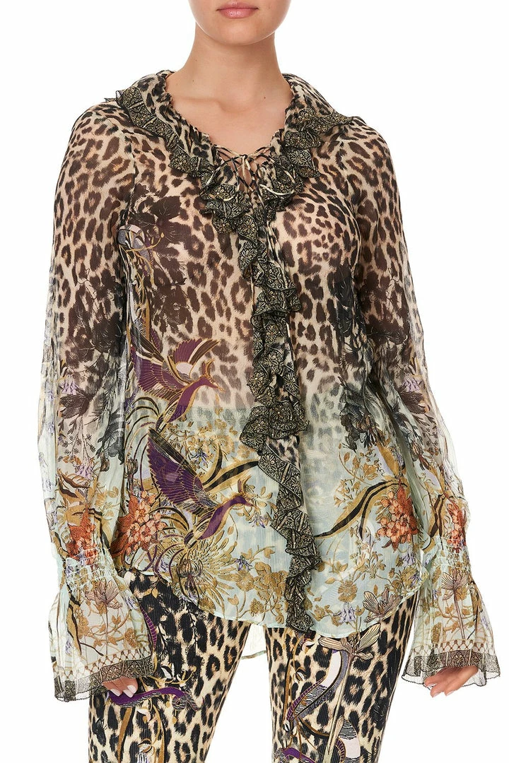 Camilla EBoutique (US) Up To 50% Off LACE UP RUFFLE BLOUSE NOMADIC NYMPH