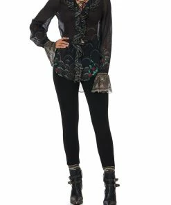 Camilla EBoutique (US) Up To 50% Off LACE UP RUFFLE BLOUSE WISE WINGS