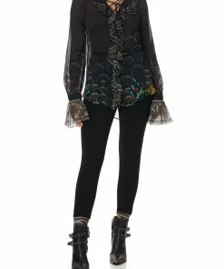 Camilla EBoutique (US) Up To 50% Off LACE UP RUFFLE BLOUSE WISE WINGS