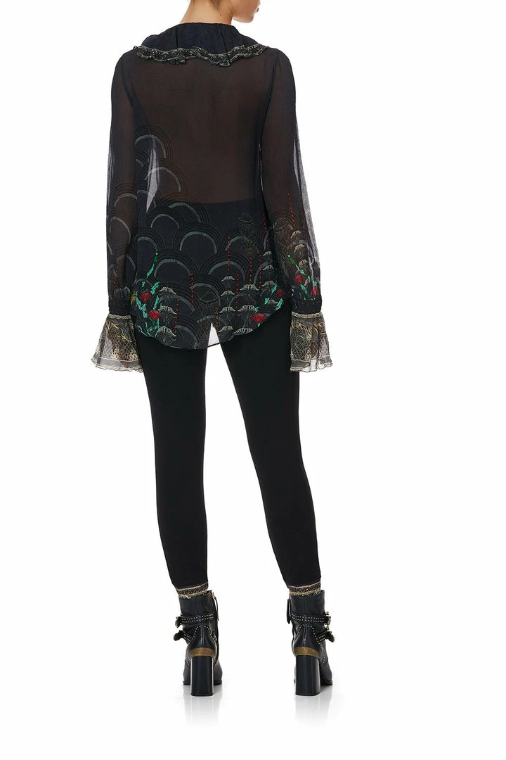 Camilla EBoutique (US) Up To 50% Off LACE UP RUFFLE BLOUSE WISE WINGS