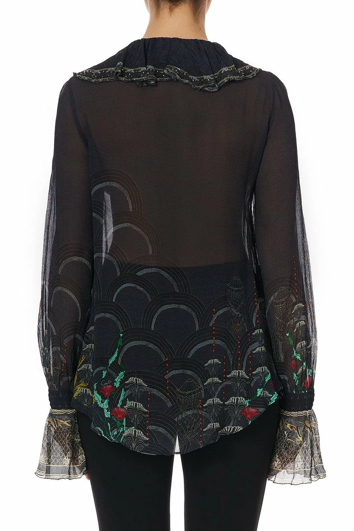 Camilla EBoutique (US) Up To 50% Off LACE UP RUFFLE BLOUSE WISE WINGS