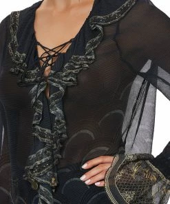 Camilla EBoutique (US) Up To 50% Off LACE UP RUFFLE BLOUSE WISE WINGS