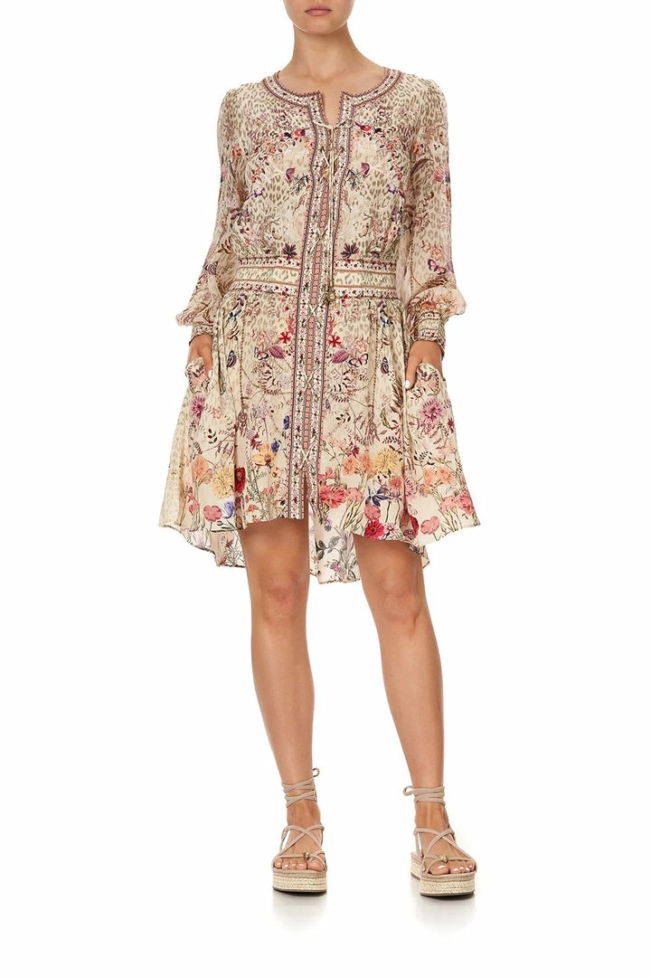 Camilla EBoutique (US) LACE UP SHIRRED WAIST DRESS DRIFTING DREAMER Up To 30% Off