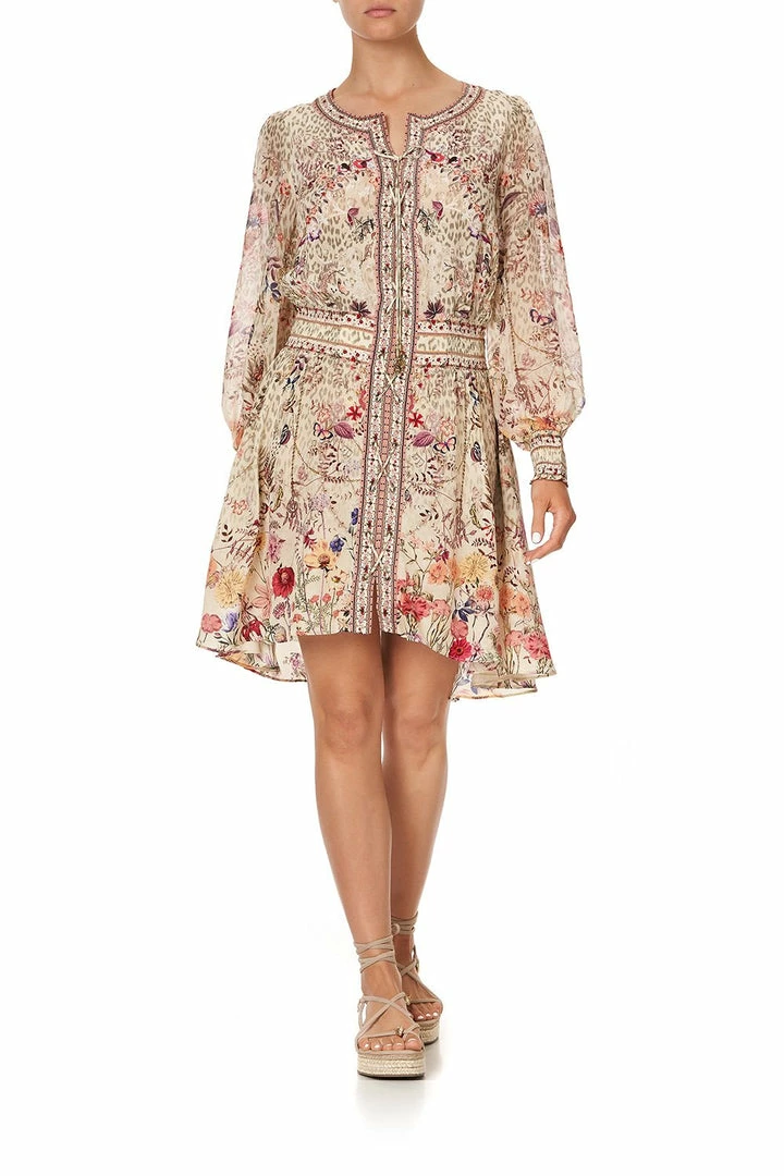 Camilla EBoutique (US) LACE UP SHIRRED WAIST DRESS DRIFTING DREAMER Up To 30% Off