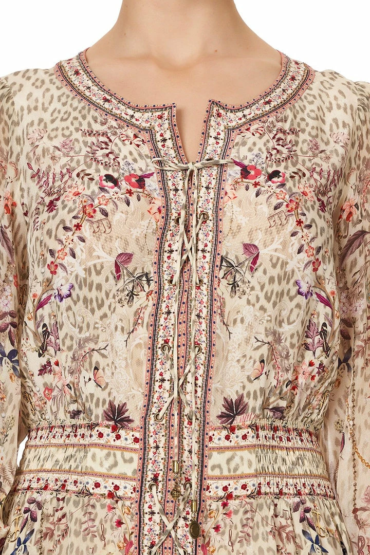 Camilla EBoutique (US) LACE UP SHIRRED WAIST DRESS DRIFTING DREAMER Up To 30% Off