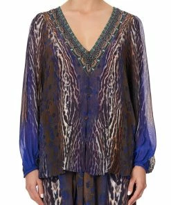 Camilla EBoutique (US) LACE UP SIDE BLOUSE KOMODO QUEEN