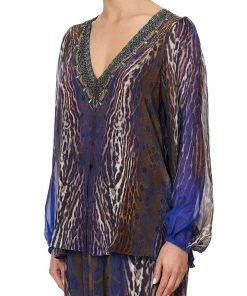 Camilla EBoutique (US) LACE UP SIDE BLOUSE KOMODO QUEEN