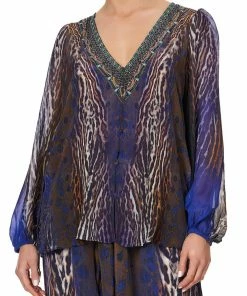 Camilla EBoutique (US) LACE UP SIDE BLOUSE KOMODO QUEEN