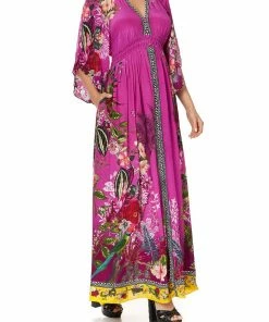 Camilla EBoutique (US) LONG DRESS WITH SMOCKED WAIST JUNGLE LANGUAGE