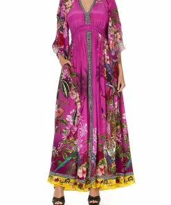 Camilla EBoutique (US) LONG DRESS WITH SMOCKED WAIST JUNGLE LANGUAGE