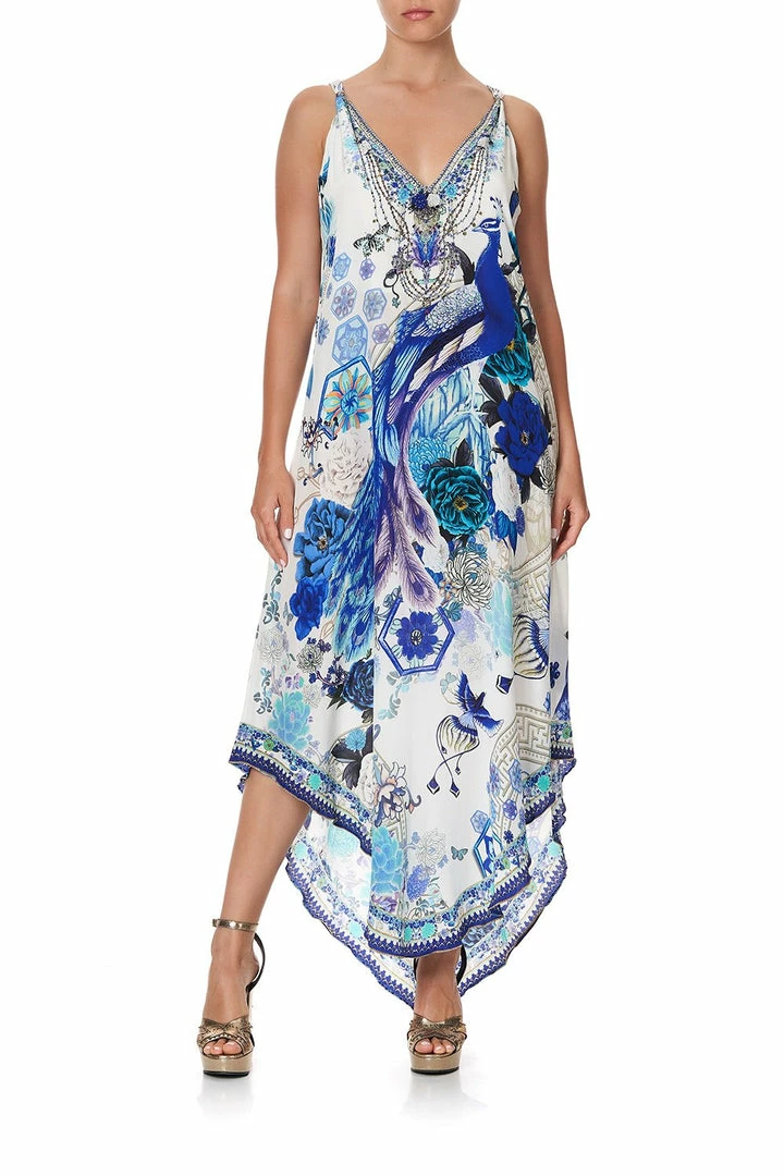 Camilla EBoutique (US) LONG DRESS WITH STRAP BEAD DETAIL WHITE SIDE OF THE MOON