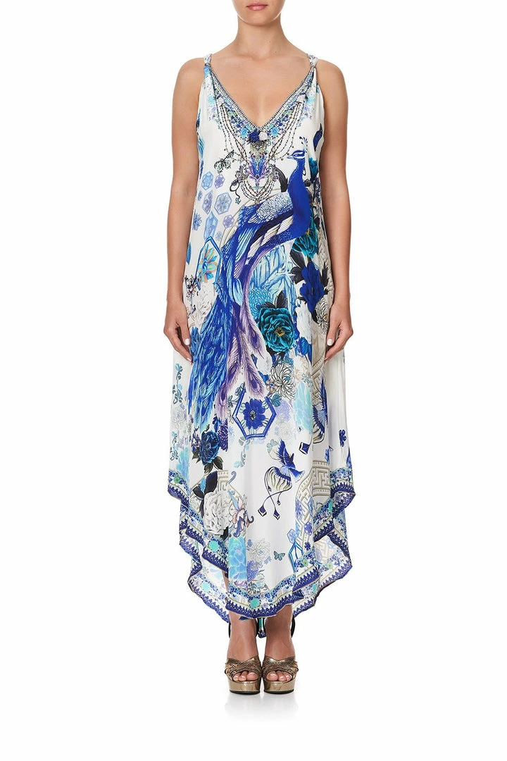 Camilla EBoutique (US) LONG DRESS WITH STRAP BEAD DETAIL WHITE SIDE OF THE MOON