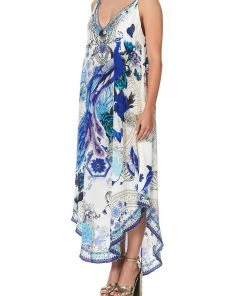 Camilla EBoutique (US) LONG DRESS WITH STRAP BEAD DETAIL WHITE SIDE OF THE MOON