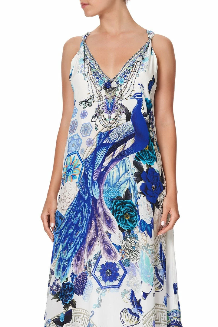 Camilla EBoutique (US) LONG DRESS WITH STRAP BEAD DETAIL WHITE SIDE OF THE MOON