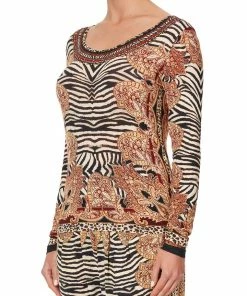 Camilla EBoutique (US) Up To 50% Off LONG SLEEVE FITTED TOP WILD FIRE