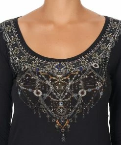 Camilla EBoutique (US) Up To 30% Off LONG SLEEVE TOP WITH THUMBHOLE MIDNIGHT PEARL