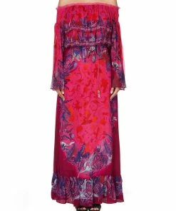 Camilla EBoutique (US) LONG TIERED RUFFLE DRESS TROPIC OF NEON