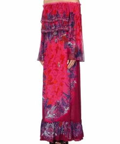 Camilla EBoutique (US) LONG TIERED RUFFLE DRESS TROPIC OF NEON