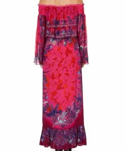 Camilla EBoutique (US) LONG TIERED RUFFLE DRESS TROPIC OF NEON