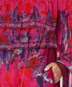 Camilla EBoutique (US) LONG TIERED RUFFLE DRESS TROPIC OF NEON