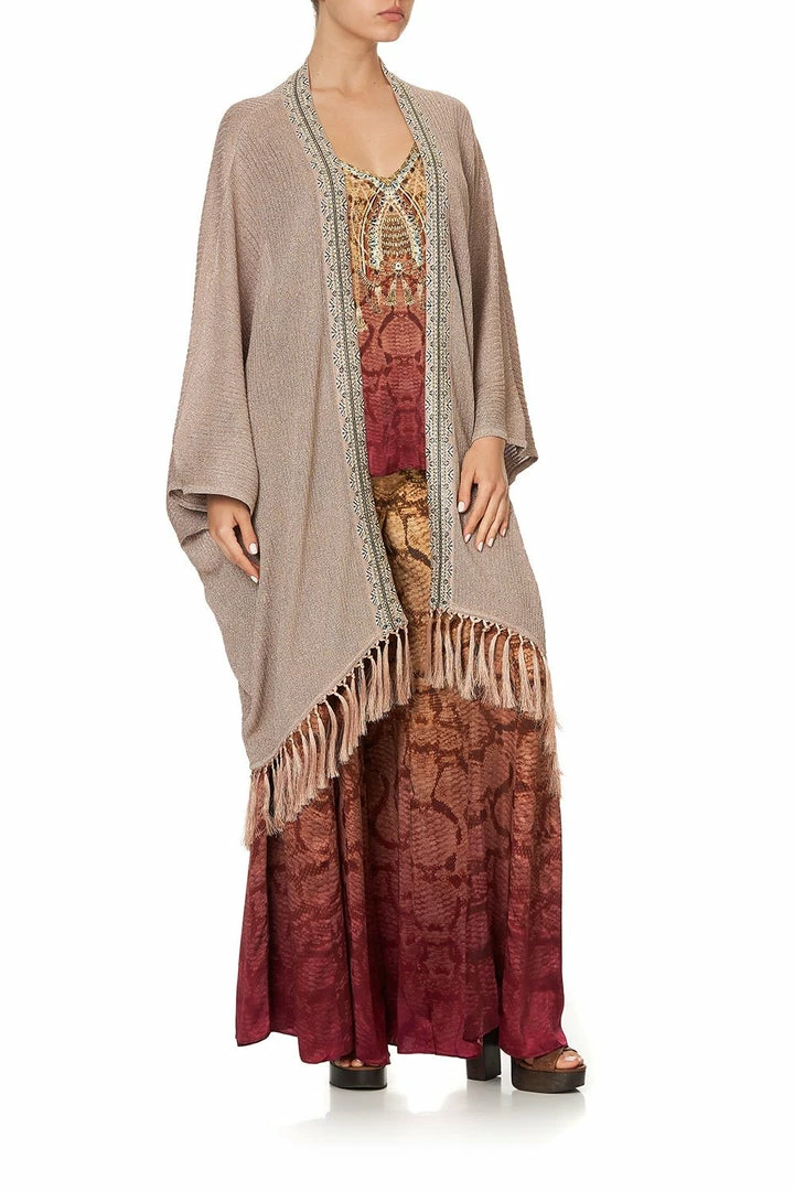 Camilla EBoutique (US) METALLIC KNIT PONCHO WITH TASSELS COASTAL TREASURE