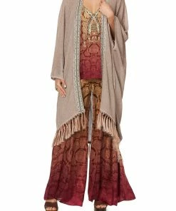 Camilla EBoutique (US) METALLIC KNIT PONCHO WITH TASSELS COASTAL TREASURE