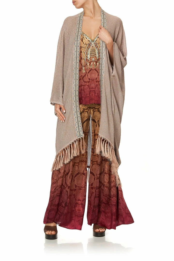 Camilla EBoutique (US) METALLIC KNIT PONCHO WITH TASSELS COASTAL TREASURE