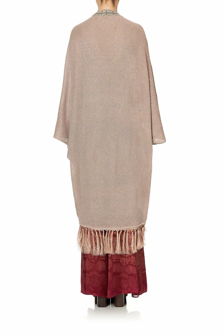 Camilla EBoutique (US) METALLIC KNIT PONCHO WITH TASSELS COASTAL TREASURE