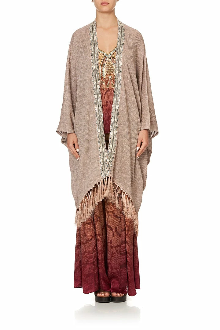 Camilla EBoutique (US) METALLIC KNIT PONCHO WITH TASSELS COASTAL TREASURE